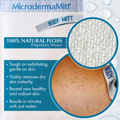 MicrodermaMitt kessa glove texture close-up shows weave enabling thorough exfoliation.