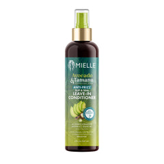 Mielle Avocado & Tamanu Leave-In Spray on damp hair for easy detangling and slip.