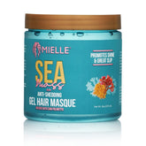 Mielle Organics Sea Moss Gel Masque bottle close-up showing hydrating formula for curls