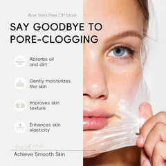 MIESCHER Aloe Vera Gel Mask peel-off shows easy removal with a soft, hydrated finish.