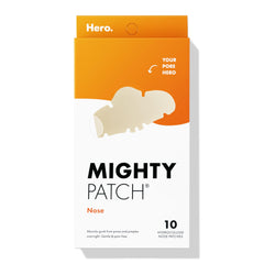 Mighty Patch Nose Patch packaging demonstrates a dermatologist-approved overnight acne care solution.