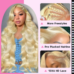 MIGURA 30inch 613 HD lace-front wig body-wave texture for versatile styling.