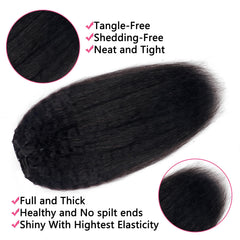 Mihugass clip-in extensions show 18-inch length for dramatic fullness.