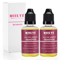 MIILYE wig glue remover bottles front, two-pack for gentle residue removal