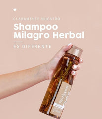 Milagros Herbal Shampoo foam close-up highlighting rich lather and cleansing action.