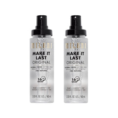 Milani Make It Last primer spray bottle close-up for long-lasting makeup wear.