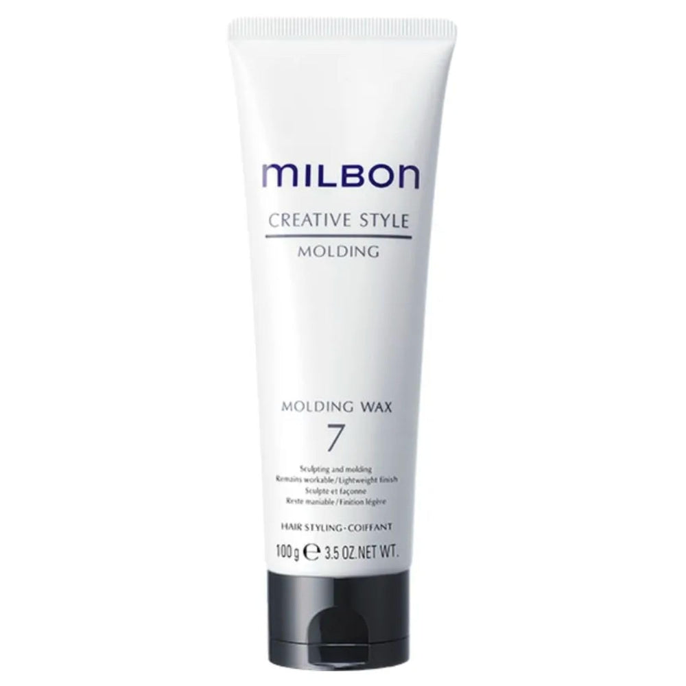 Milbon Creative Style Molding Wax #7 jar close-up for smooth, spreadable texture.