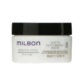 Milbon Matte Texturizing Paste jar close-up highlights matte texture.