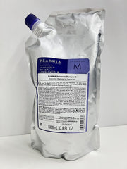 Milbon Plarmia Hairserum M Shampoo bottle shows premium packaging for daily cleansing and hair smoothing.