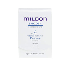 Milbon Smooth No. 4 Weekly Booster packshot with four vials for fine hair conditioning