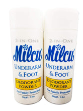 Milcu deodorant powder bottle—unisex formula for lasting freshness after workouts.