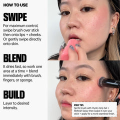 Milk Makeup Jelly Tint on cheeks for a refreshing, blendable flush.