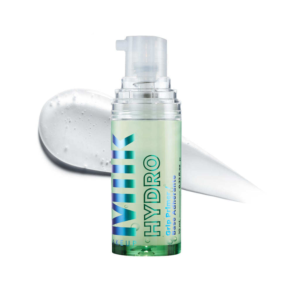 Milk Makeup Hydro Grip Primer bottle-front view showing clear, dewy texture