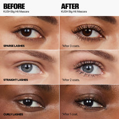 Milk Makeup KUSH Big Hit mascara lashes before and after reveal lifted defined look