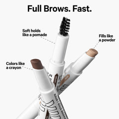 Milk Makeup KUSH Brow Shadow Stick demonstrates buildable cream for natural-looking fullness.