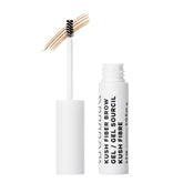 Milk Makeup KUSH Fiber Brow Gel bottle with brush shows natural lift and fullness