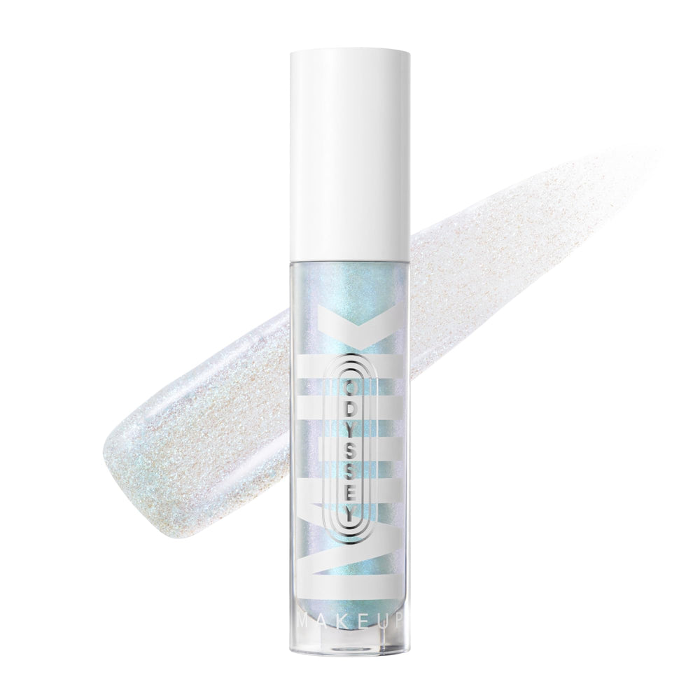 Milk Makeup Odyssey Lip Gloss in sky blue shimmer for lasting shine and hydration