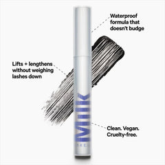 Milk Makeup RISE Curl Hold Closeup demonstrates lasting lift through wear.