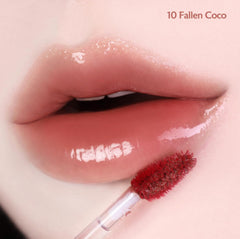 MILKTOUCH Jelly Fit Lip Tint Fallen Coco swatch on skin demonstrates long-lasting color