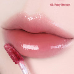 MILKTOUCH Jelly Fit Lip Tint Rosy Breeze application close-up shows precise tint and cooling feel