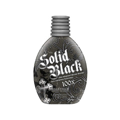 Millennium Tanning SOLID BLACK 100X bottle pour demonstrates even application for a rich, bronzed glow