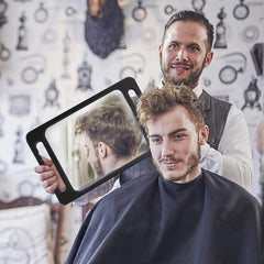 Mineloff hand mirror double-handle grip ensures comfortable use during long styling sessions.