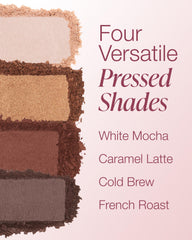 Mineral Fusion Eyeshadow Palette Coffee Break shimmer shade adds radiant highlight and dimension