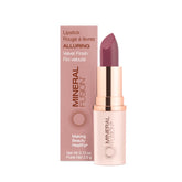 Mineral Fusion Lipstick Alluring swatch shows rich color with hydrating shea butter.