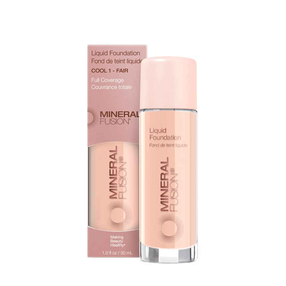 Mineral Fusion Liquid Foundation Cool 1 bottle front showing natural-looking coverage