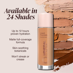 Mineral Fusion Liquid Foundation Cool 1 texture close-up emphasizes blendability