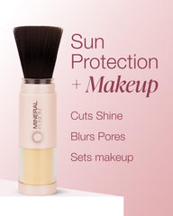Mineral Fusion matte-finish powder on the face creating a natural, non-shiny look.