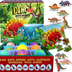Mineral Me California bath bombs with dino eggs packaging deliver safe, colorful fizz for bath time.