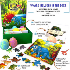 Mineral Me California dinosaur toy inside bath bomb sparks imaginative play during bath.