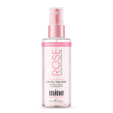 MINETAN BODY.SKIN Rose Face Tan Mist bottle offers gradual tan with hydrating rosewater for a natural glow.