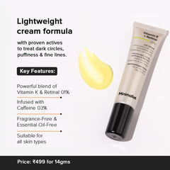 Minimalist eye cream texture swatch highlighting lightweight, fast-absorbing finish for easy layering