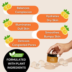 Minimo Glow Turmeric Face Scrub texture closeup highlights creamy exfoliation for bright, even tone.