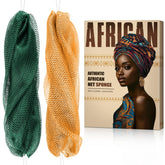 MINISENTIALS African Net Sponge with Knots for back scrubbing and exfoliation