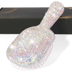 MInovel Elegant Crystal Diamond Hair Brush paddle detangles thick hair with luxury and ease.