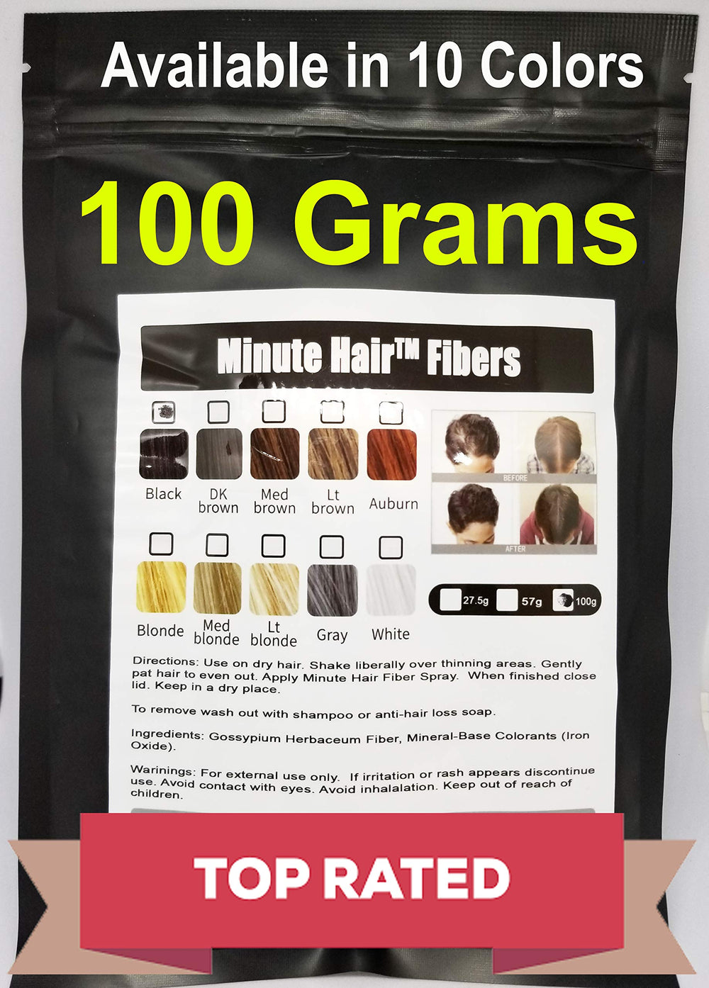 Minute Hair hair fibers refill 100g packaging for easy top-up