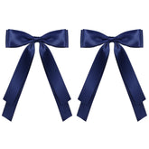 Miroksh 5.5in navy blue bow clip showcases bold satin elegance for everyday wear.