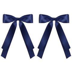 Miroksh 5.5in navy blue bow clip showcases bold satin elegance for everyday wear.