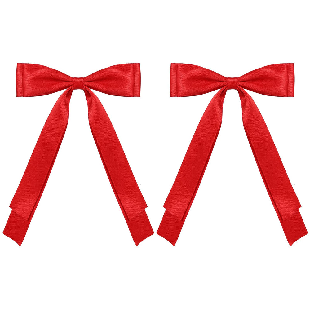 Miroksh red hair bow clip close-up with satin finish for refined daily styling