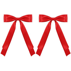 Miroksh red hair bow clip close-up with satin finish for refined daily styling