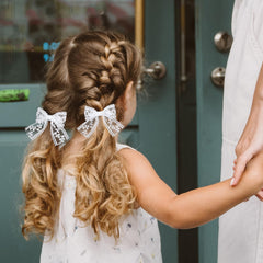 Miroksh wedding lace bow accessory for flower girls and bridesmaids.