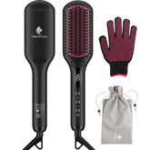 MiroPure enhanced ceramic hair straightener brush front view for quick, frizz-free styling.
