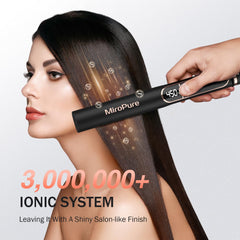 MiroPure flat iron heats up in 15 seconds for quick styling.