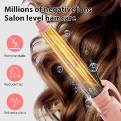 MiroPure ionic curler gliding through hair for frizz reduction