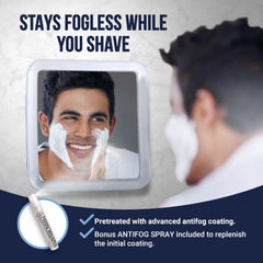 MIRRORVANA fogless mirror stays clear for easy facial grooming.