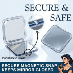 MIRRORVANA true-view 1x top surface for quick makeup checks.