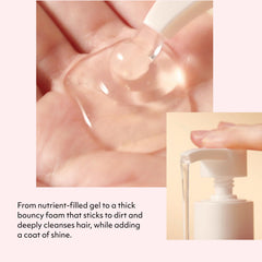Mise En Scene Hair Perfume Shampoo generous lather demonstrating gentle cleansing without stripping oils